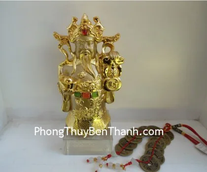 Thần tài vàng khủng ôm chậu vàng đội như ý vàng - Tụ bảo thần tài C141A