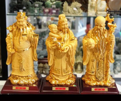 Tam đa phước lộc thọ vàng kim sa lớn - Lộc Tinh LN110-2
