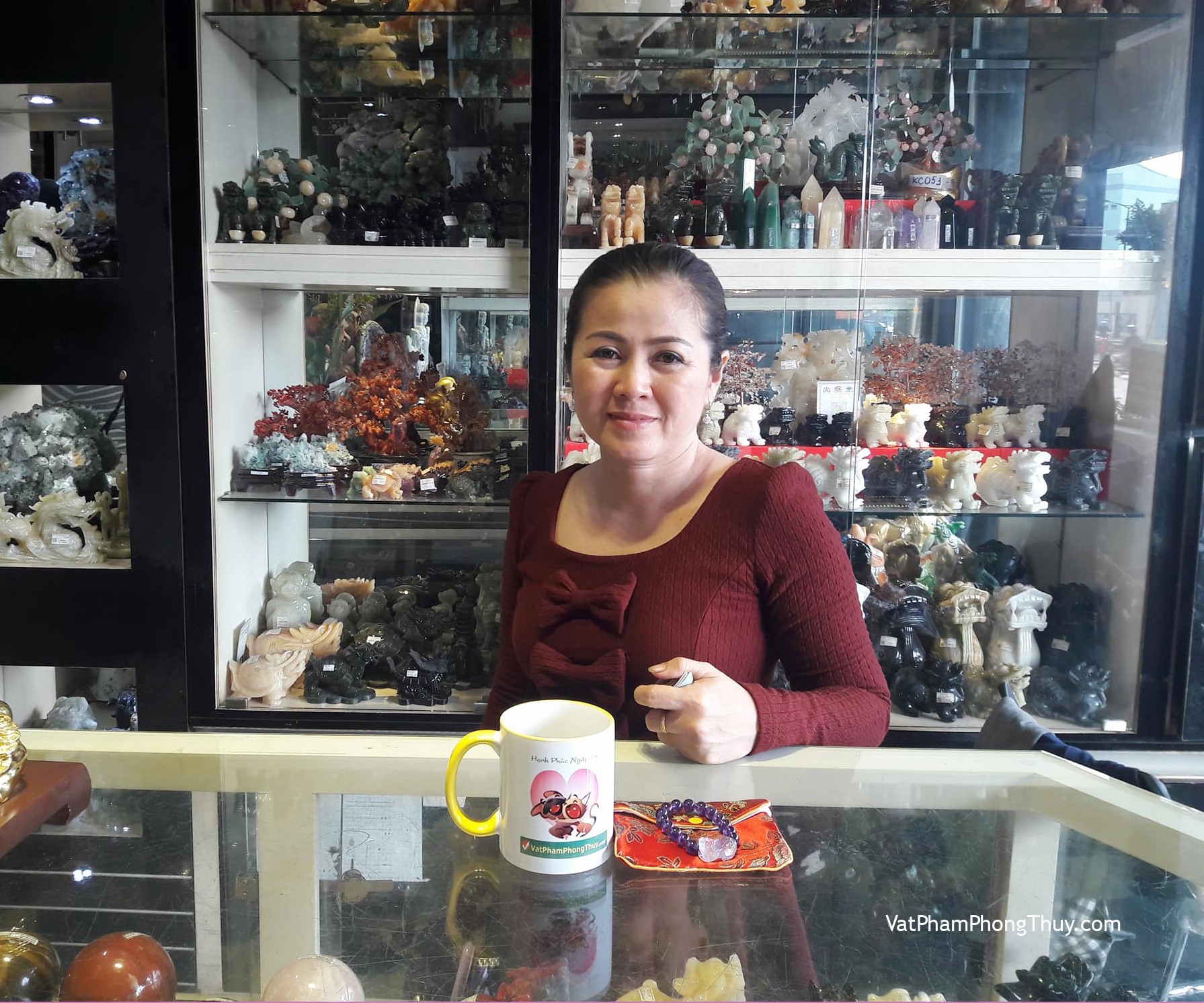 Chị Tiên - khách hàng mua Chuỗi thạch anh tím đậm Uruguay S6361-1721, Tỳ hưu thạch anh tím S763